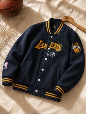 Only Navy & Gold Varsity Jacket with Lakers Embroidery